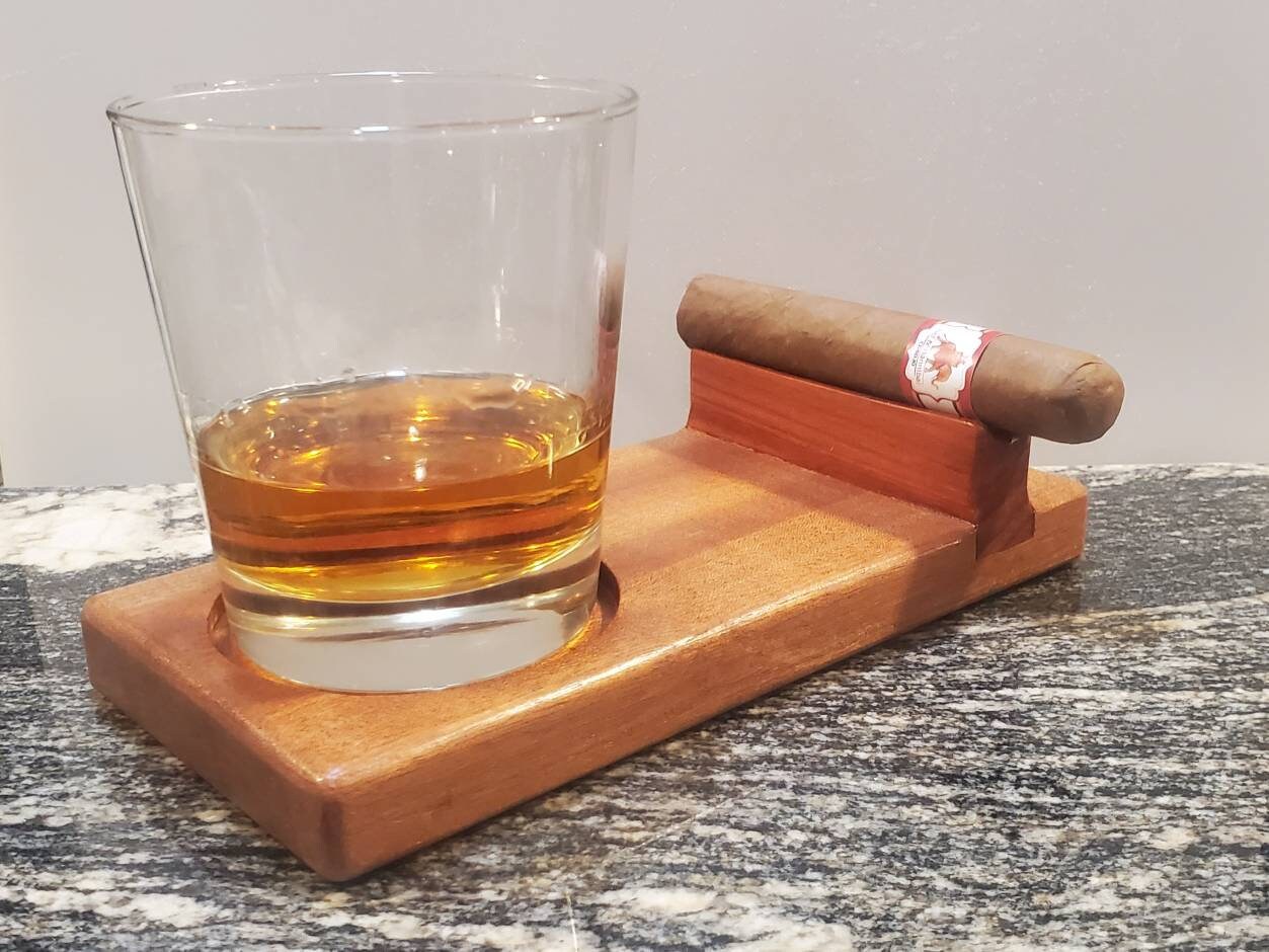 Whisky Coaster w/ Cigar Holder