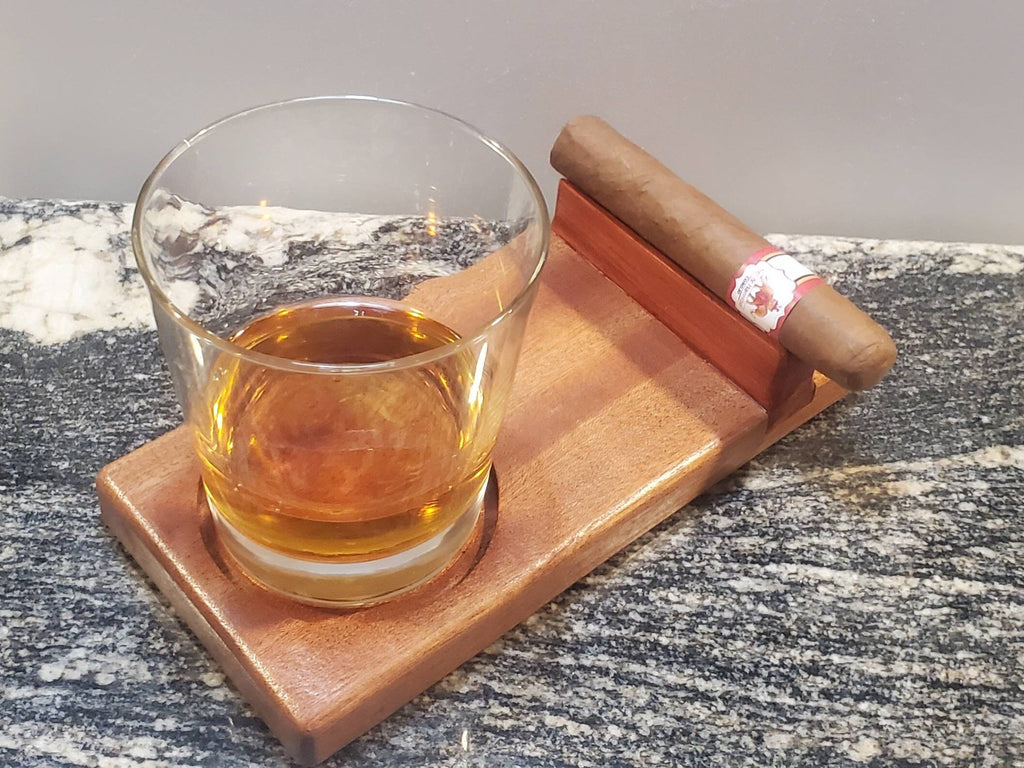 Whisky Coaster w/ Cigar Holder