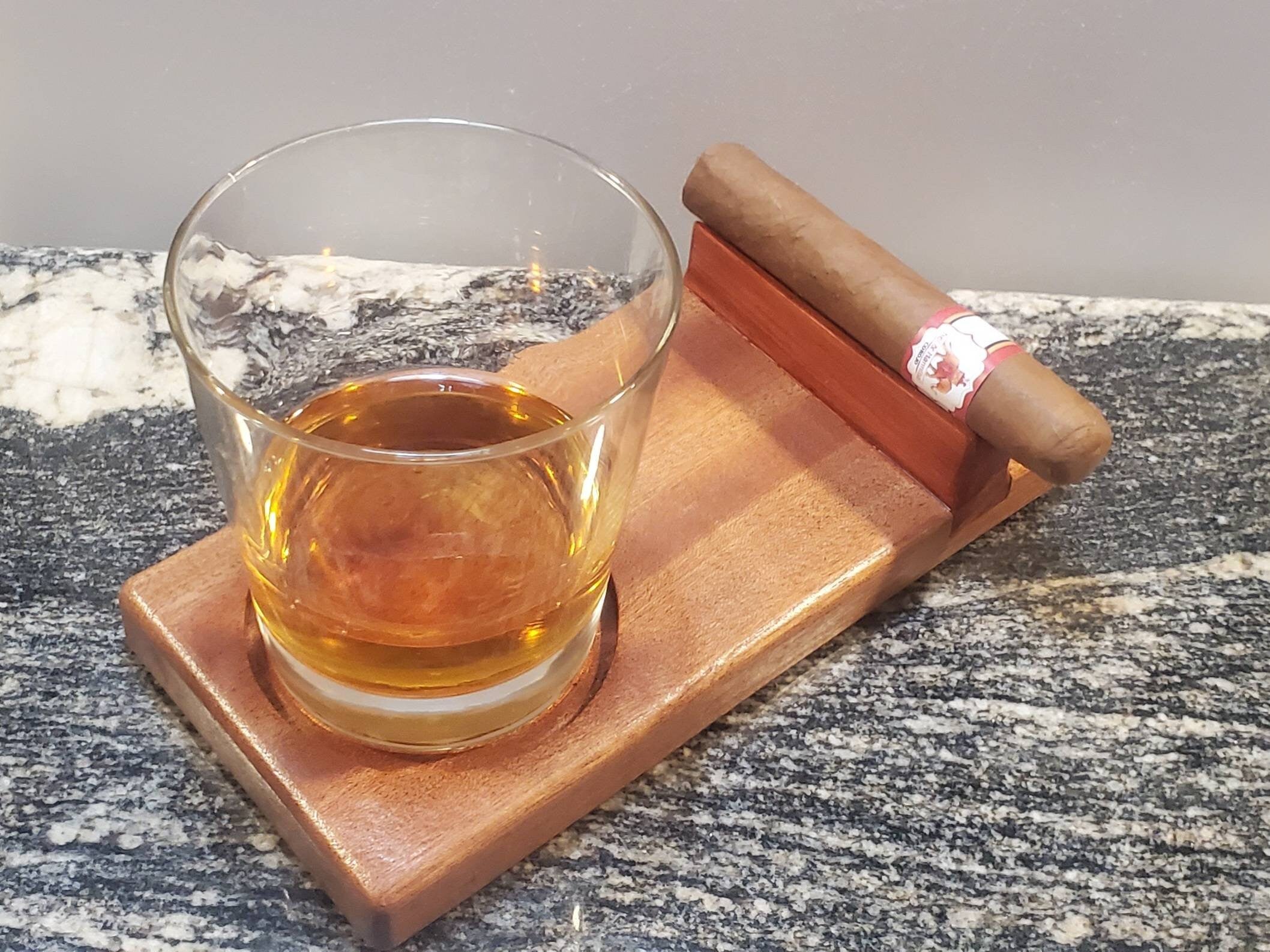 Whisky Coaster w/ Cigar Holder